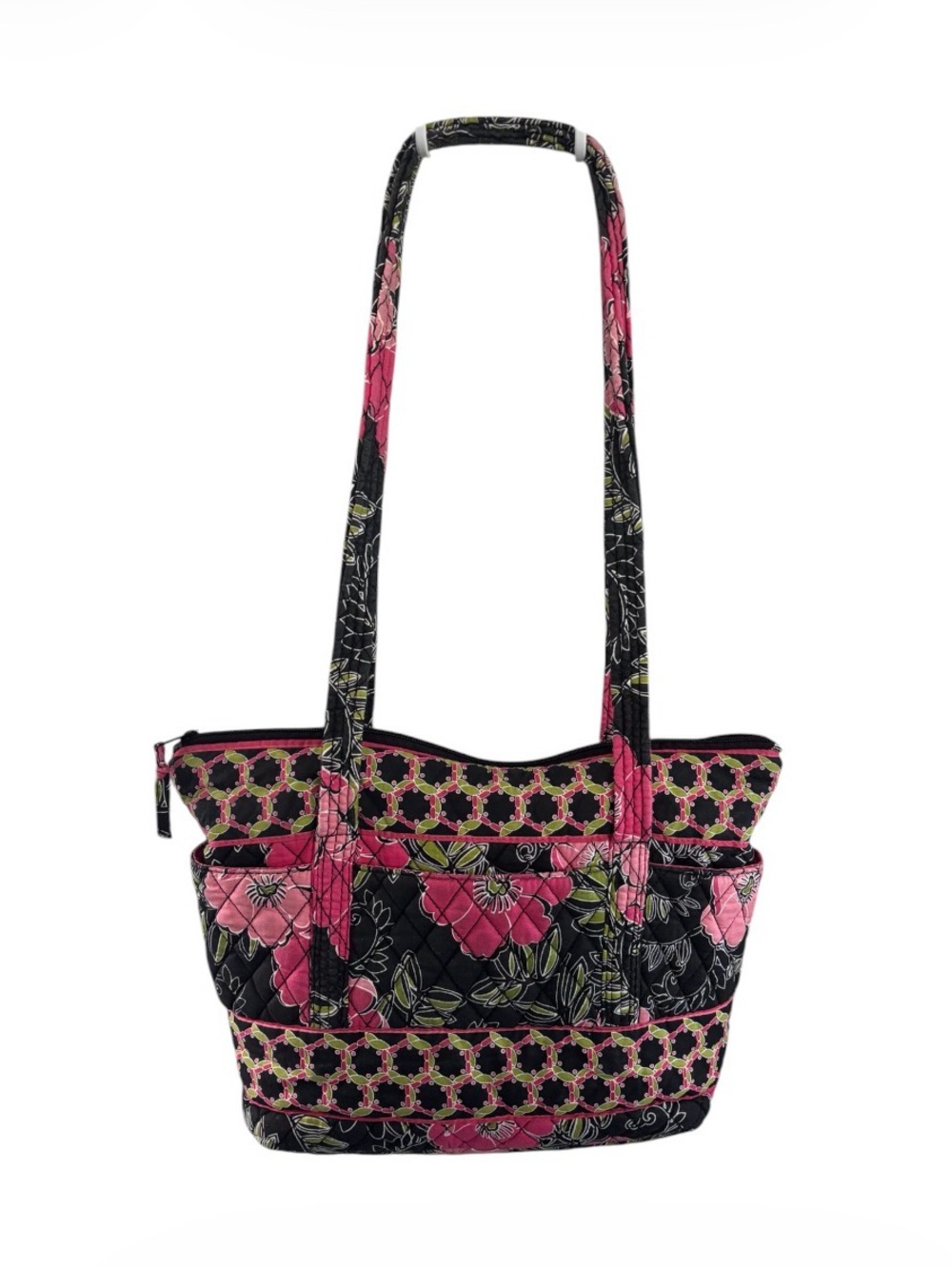 croft & barrow Black and Pink Quilted Floral Tote